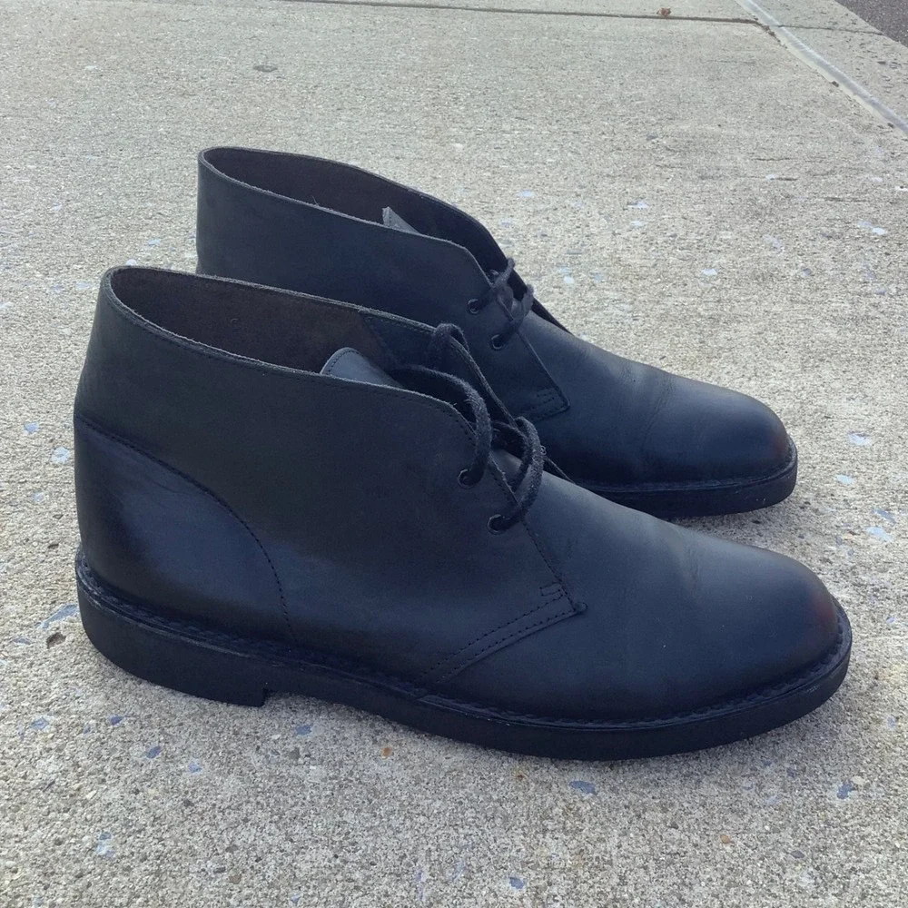 Clarks Desert Boots Mens 12 Black Leather Chukka Ankle Boots 261295277110